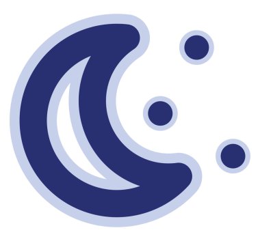 Yıldızlı ay, simge illüstrasyonu, beyaz arkaplanda vektör