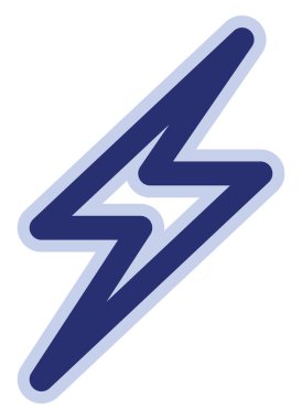 Mavi yıldırım, simge illüstrasyonu, beyaz arkaplanda vektör