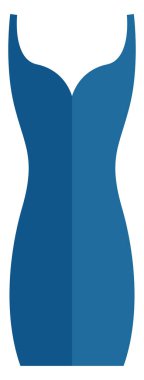 Mavi gece elbisesi, ikon illüstrasyonu, beyaz arkaplanda vektör