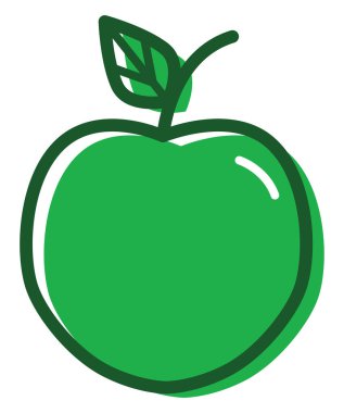 Yeşil elma, simge illüstrasyonu, beyaz arkaplanda vektör