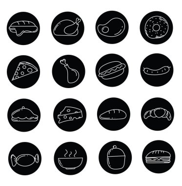 Restoran yemekleri, ikon illüstrasyonu, beyaz arkaplanda vektör