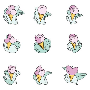 Külahta dondurma, simge illüstrasyonu, beyaz arkaplanda vektör