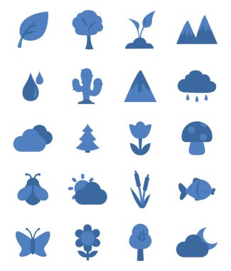 Mavi doğa, simge illüstrasyonu, beyaz arkaplan üzerindeki vektör