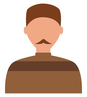 Bıyıklı, şapkalı, resimli beyaz bir adam..