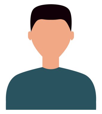 Siyah saçlı, mavi tişörtlü, beyaz arka planda bir adam..