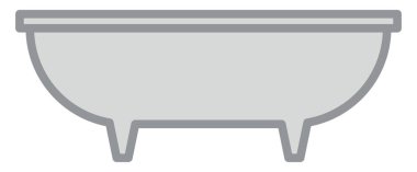 Beyaz bir arka planda gri küvet, çizimler..