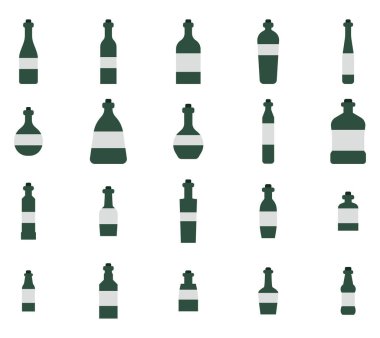 Alkolik içkiler, illüstrasyon, beyaz arka planda..