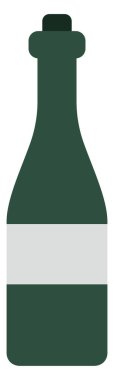 Yeşil şampanya şişesi, resim, beyaz arka planda..