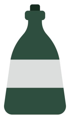 Yeşil rom şişesi, resimli, beyaz arka planda..