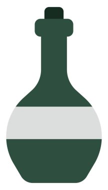 Beyaz arka planda yeşil şarap şişesi, illüstrasyon.