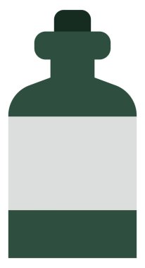 Yeşil alkol şişesi, resim, beyaz arka planda..