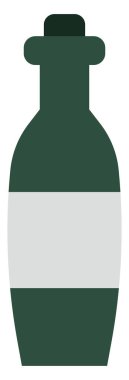 Beyaz arka planda yeşil vermut şişesi, resimli..