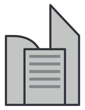 Beyaz arka planda modern gri bina, illüstrasyon.