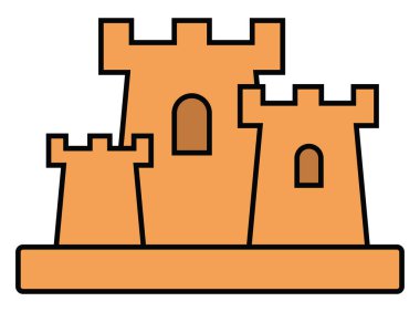 Kumdan kale, resim, beyaz arka plan.