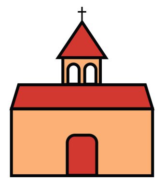 Turuncu kilise, resim, beyaz arka planda..