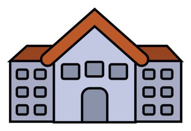 Devlet okulu, illüstrasyon, beyaz bir arka plan..