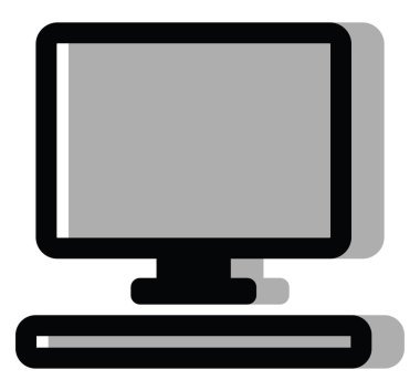 Gri bilgisayar, resimleme, beyaz arkaplan.