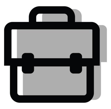 Gri iş çantası, resim, beyaz arka planda..