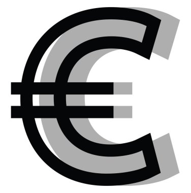 Beyaz arka planda gri euro işareti, illüstrasyon.