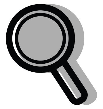 Beyaz arka planda gri büyüteç, illüstrasyon.