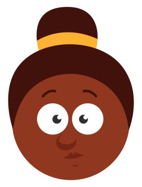 Saçları topuz gibi, beyaz arka planda resimli bir kız..