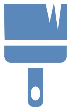 Mavi boya fırçası, resim, beyaz arka plan.