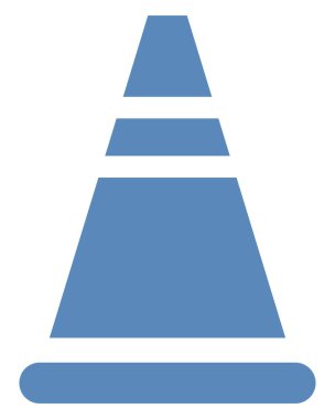 Mavi yol konisi, beyaz arkaplanda resimleme..