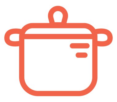 Kırmızı tencere, resim, beyaz arka plan..