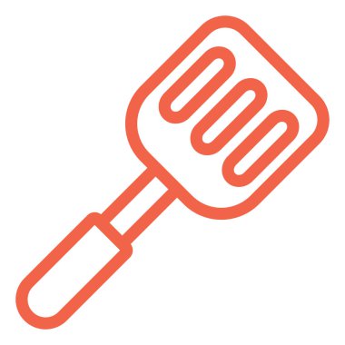 Kırmızı mutfak spatulası, beyaz arka planda..