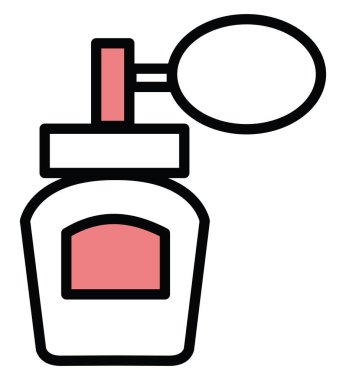 Beyaz arka planda pompalı, resimli parfüm.