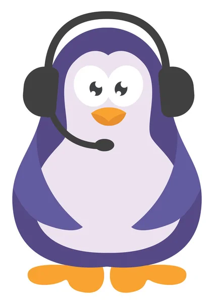 Penguin Operatör Ikon Illustration Vektor Vit Bakgrund — Stock vektor