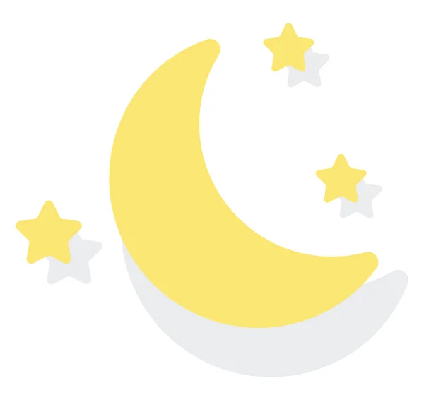 Молодая Луна Звездами Иконка Вектор Белом Фоне — стоковый вектор
