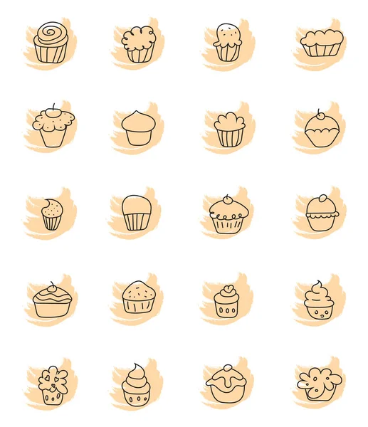 Apetizing Cupcakes Icon Illustration Vector White Background — Stock Vector