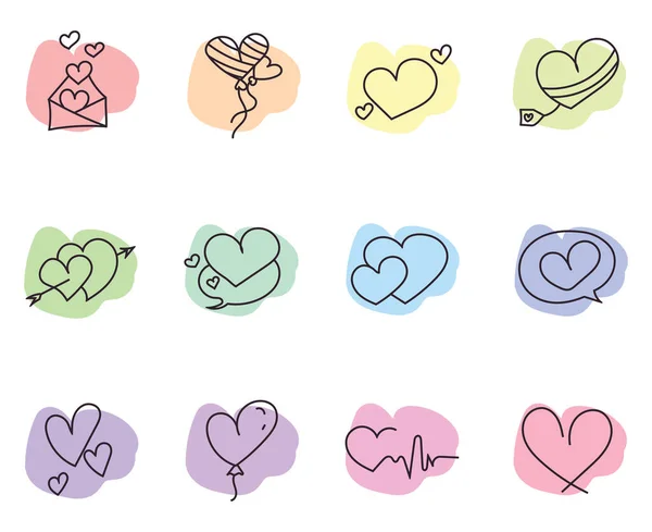 Valentines Day Hearts Icon Illustration Vector White Background — Stock Vector