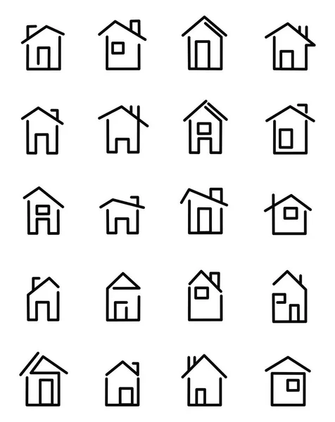 Tipos Simples Casas Ícone Ilustração Vetor Sobre Fundo Branco — Vetor de Stock