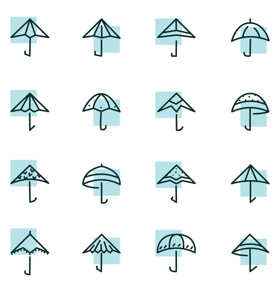 Payung Biru Ilustrasi Ikon Vektor Pada Latar Belakang Putih - Stok Vektor