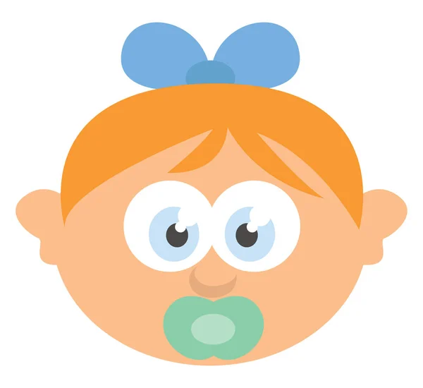 Orange Haired Baby Mint Green Pacifier Illustration White Background — Stock Vector