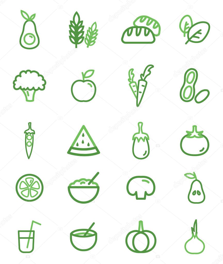 Vegeterian food, icon illustration, vector on white background