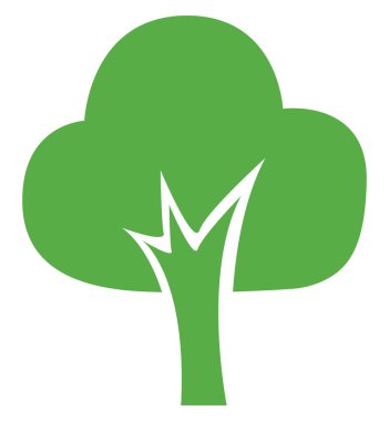 Yeşil ağaç, illüstrasyon, beyaz arkaplanda.