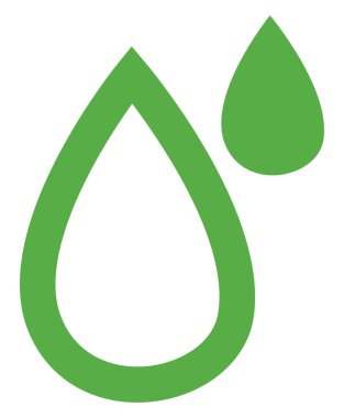 Yeşil su damlaları, beyaz arkaplanda çizimler..