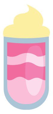 Krem şantili pembe kuyruk, beyaz bir arka planda çizim..