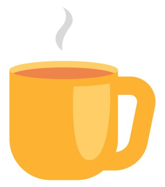 Sarı bardakta çay, beyaz arka planda illüstrasyon..