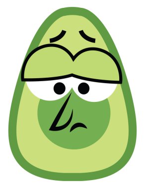 Üzücü yeşil avokado, resim, beyaz arka planda.