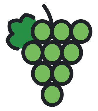 Yeşil üzümler, illüstrasyon, beyaz arka planda.