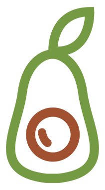 Yeşil avokado ortadan ikiye bölünmüş, beyaz arka planda..