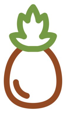 Beyaz arka planda, saplı, resimli olgun ananas..