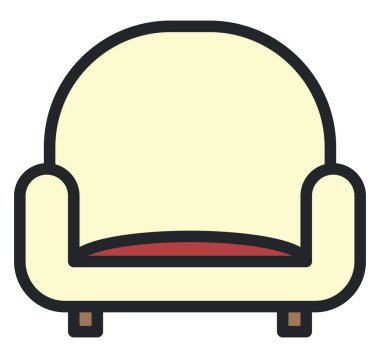 Beyaz arka planda bej koltuk, illüstrasyon.