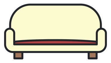 Beyaz arka planda bej bir kanepe, illüstrasyon.