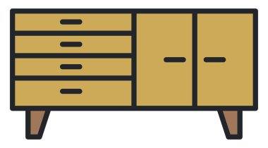 Ahşap gardırop dolabı, resim, beyaz arka planda..