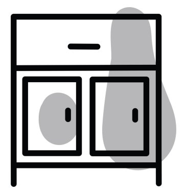 Siyah komodinli, beyaz arkaplanlı..